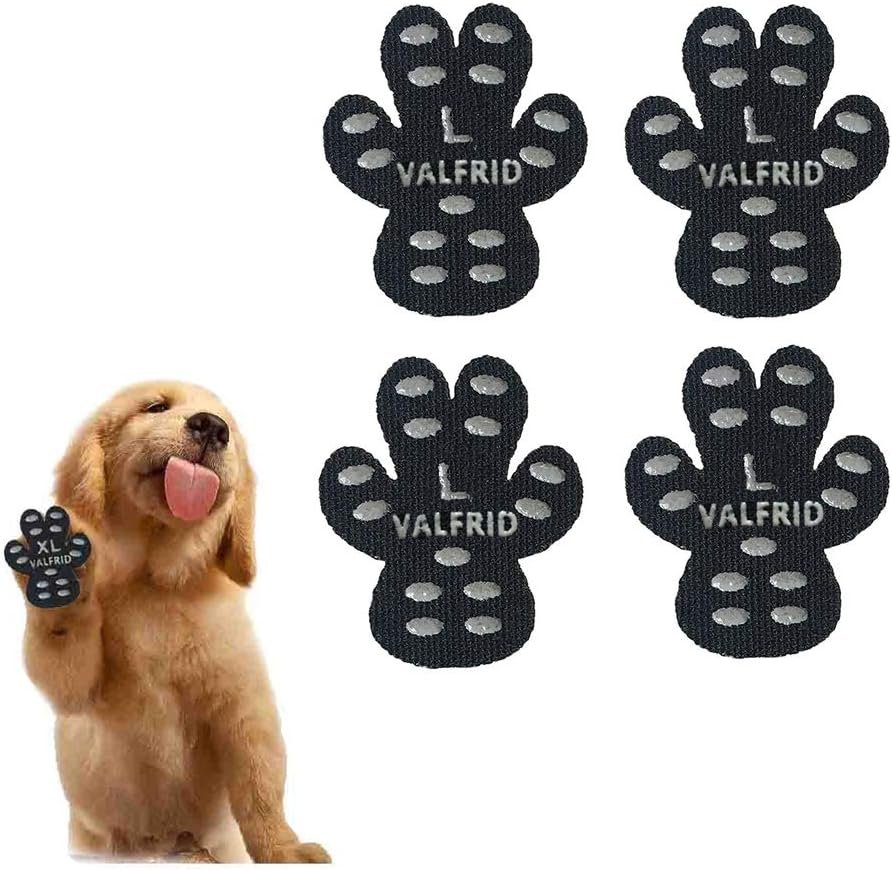 VALFRID Dog Paw Protector Anti-Slip Grips to Keeps Dogs from Slipping On Hardwood Floors,Disposable Self Adhesive Resistant Dog Shoes Booties Socks Replacement L 24 Pieces