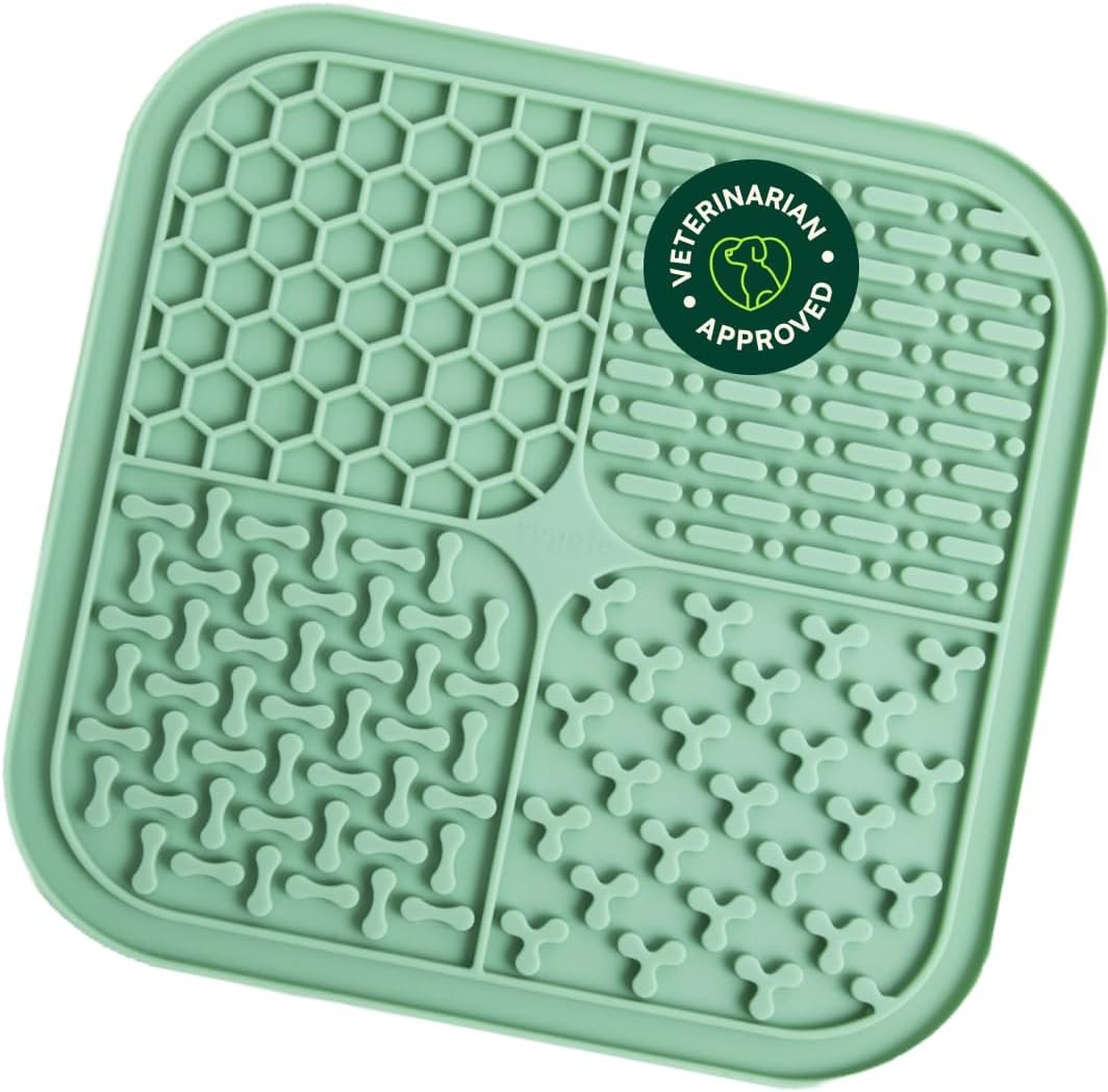 Reggie Silicone Lick Mat for Dogs | Anxiety Relief Slow Feeder, Treat Dispenser. Extends Mealtime for Fast Eaters | Dog Licking Mat w/Non-Slip Design with Suction Cups – BPA-Free Freezer Safe