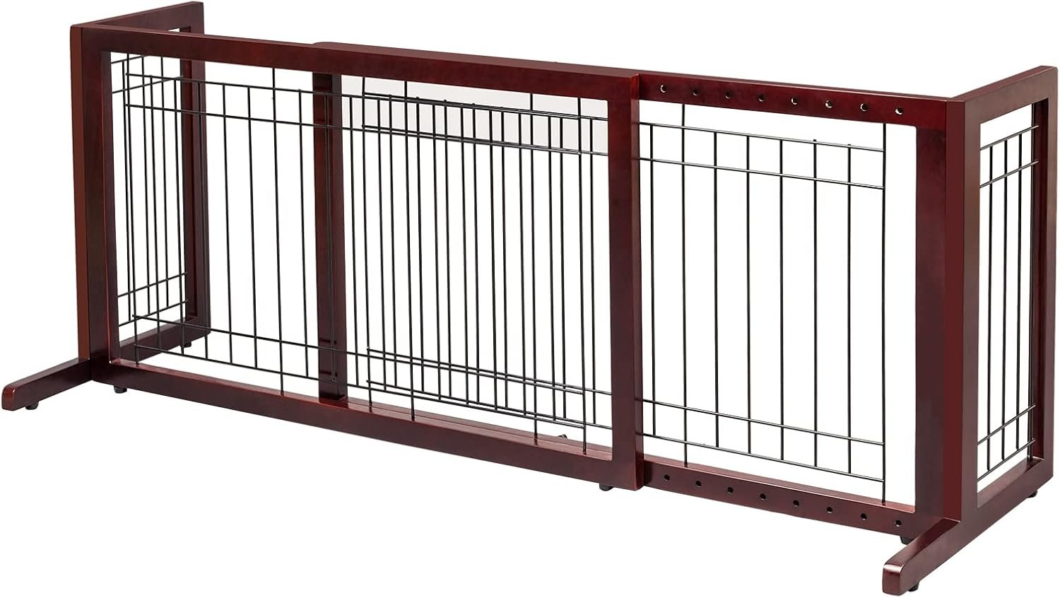 Bonnlo Free Standing Dog Gate, 39″ – 68″ Wide Pet Gate for Fireplace Stairs Doorways, Wooden Adjustable Pet Fence Indoor, Christmas Tree Gate (Cherry)