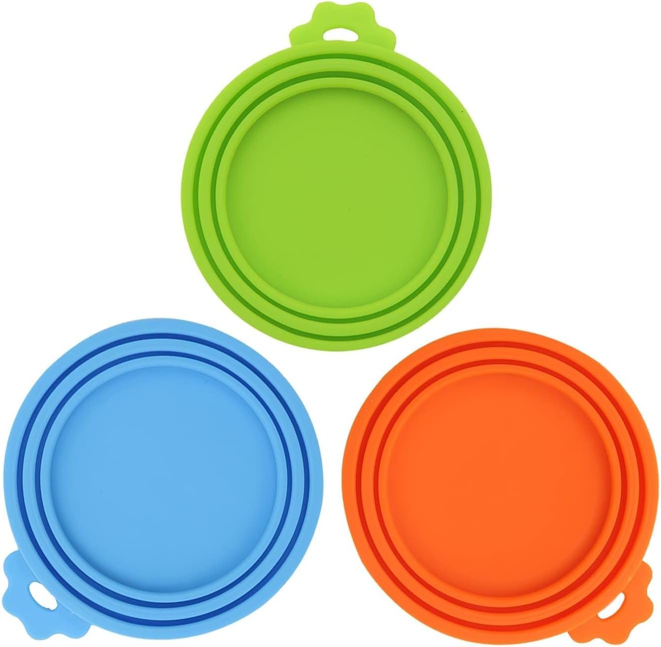 SHENGQIDZ 3 Pack Pet Food Can Covers Universal Can Lids Safe/Silicone Dog&Cat Food Can Lid Covers (green+blue+orange)