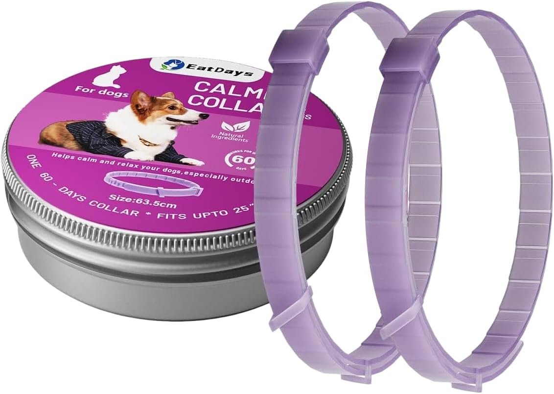 2-Pack Drug-Free Pheromone Calming Collar for Dogs Anxiety Relief, Soft Adjustable for Small to Large Dogs Relief & Stress Reduction for Thunderstorms,Travel, Fireworks and Noise