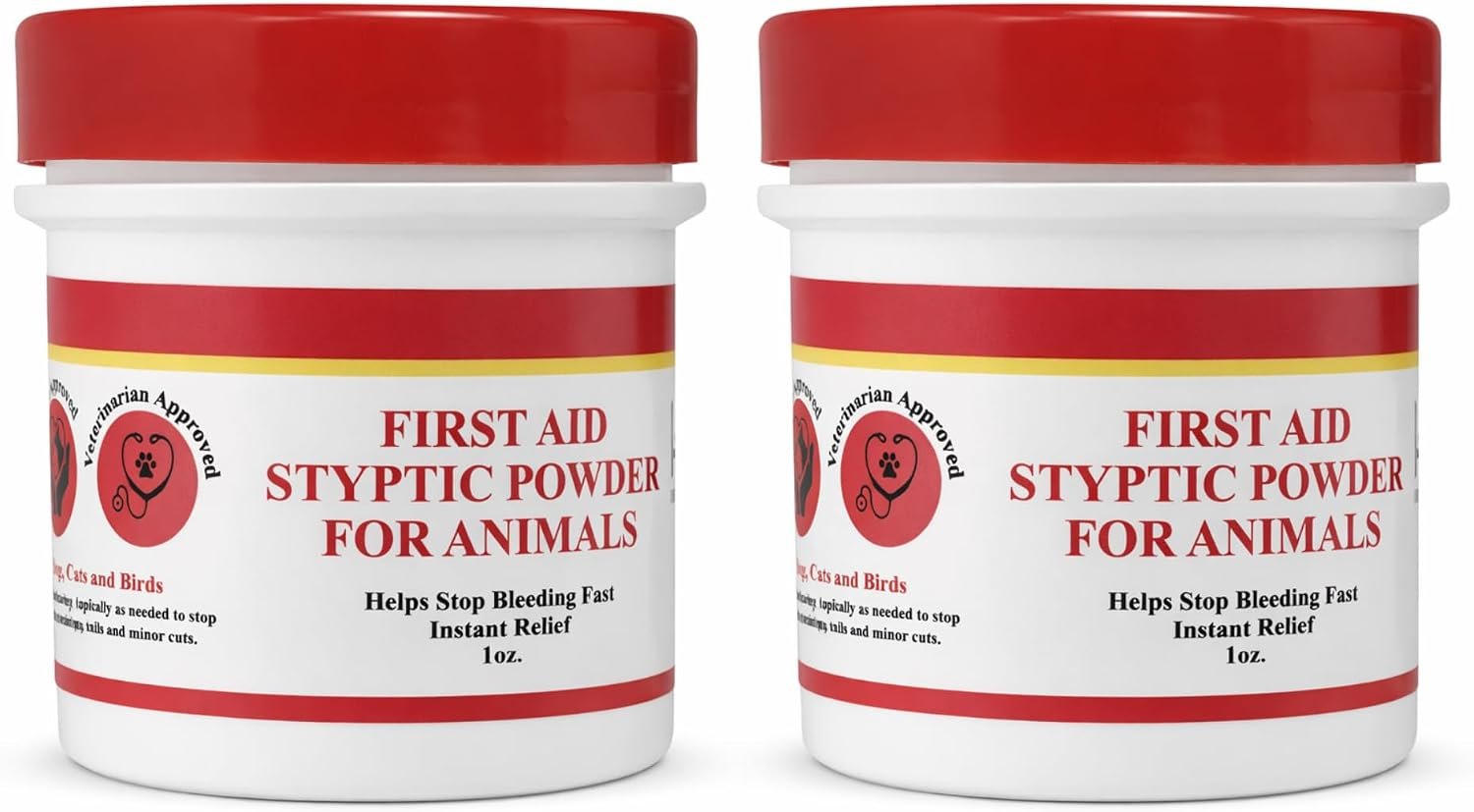 G.B.S Styptic Powder for Animals – Fast-Acting Blood Stop for Dogs, Cats, Birds & Small Pets – First Aid Powder for Nail Bleeding, Minor Cuts & Grooming – 1 oz, Pack of 2