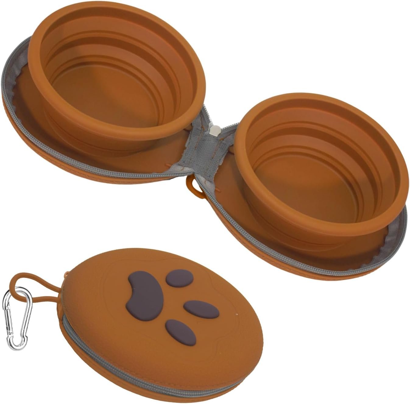 2-in-1 Collapsible Dog Travel Bowl Portable Silicone Carabiner