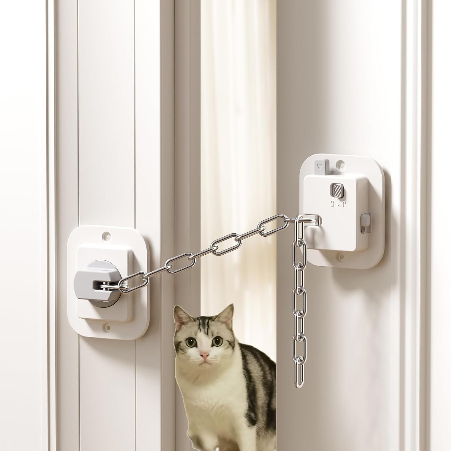 YEYA Cat Door Latch with Adjustable, Child Proof Safety Doors Lock, 1-Pack