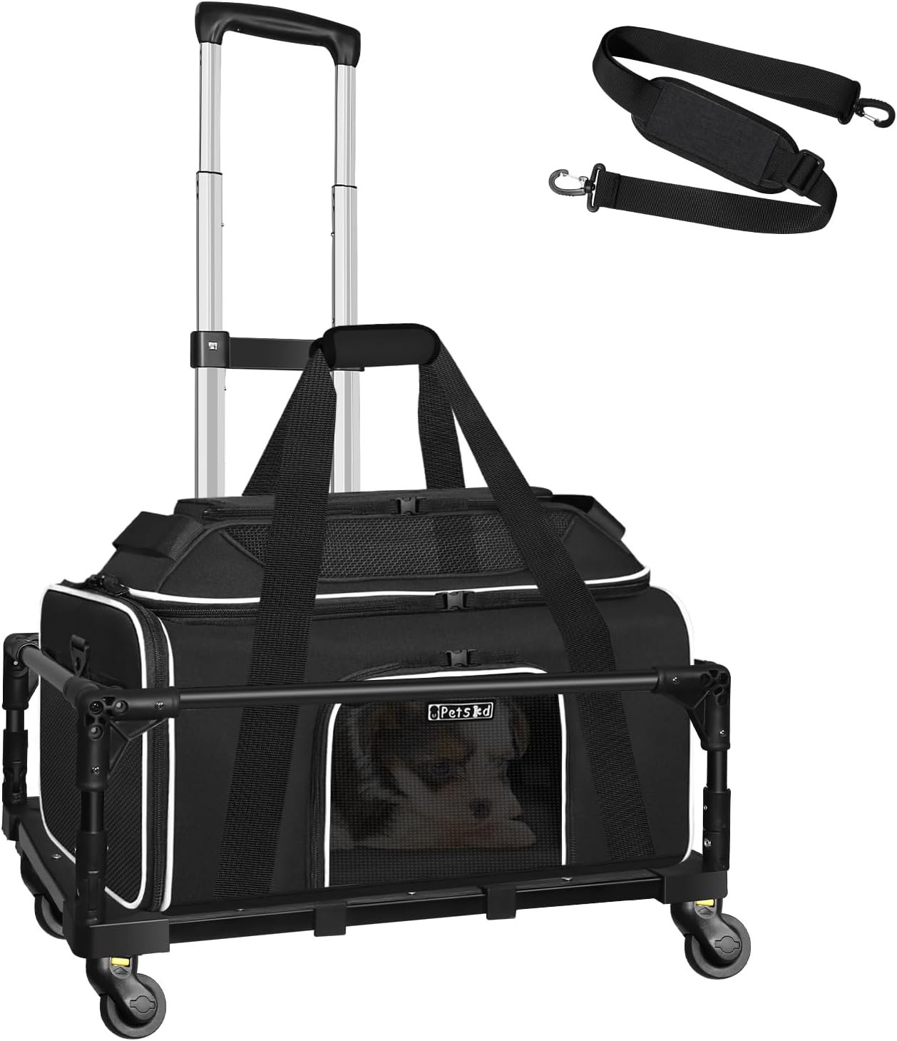 Petskd Top-Expandable Small Pet Carrier with Wheels Airline Approved