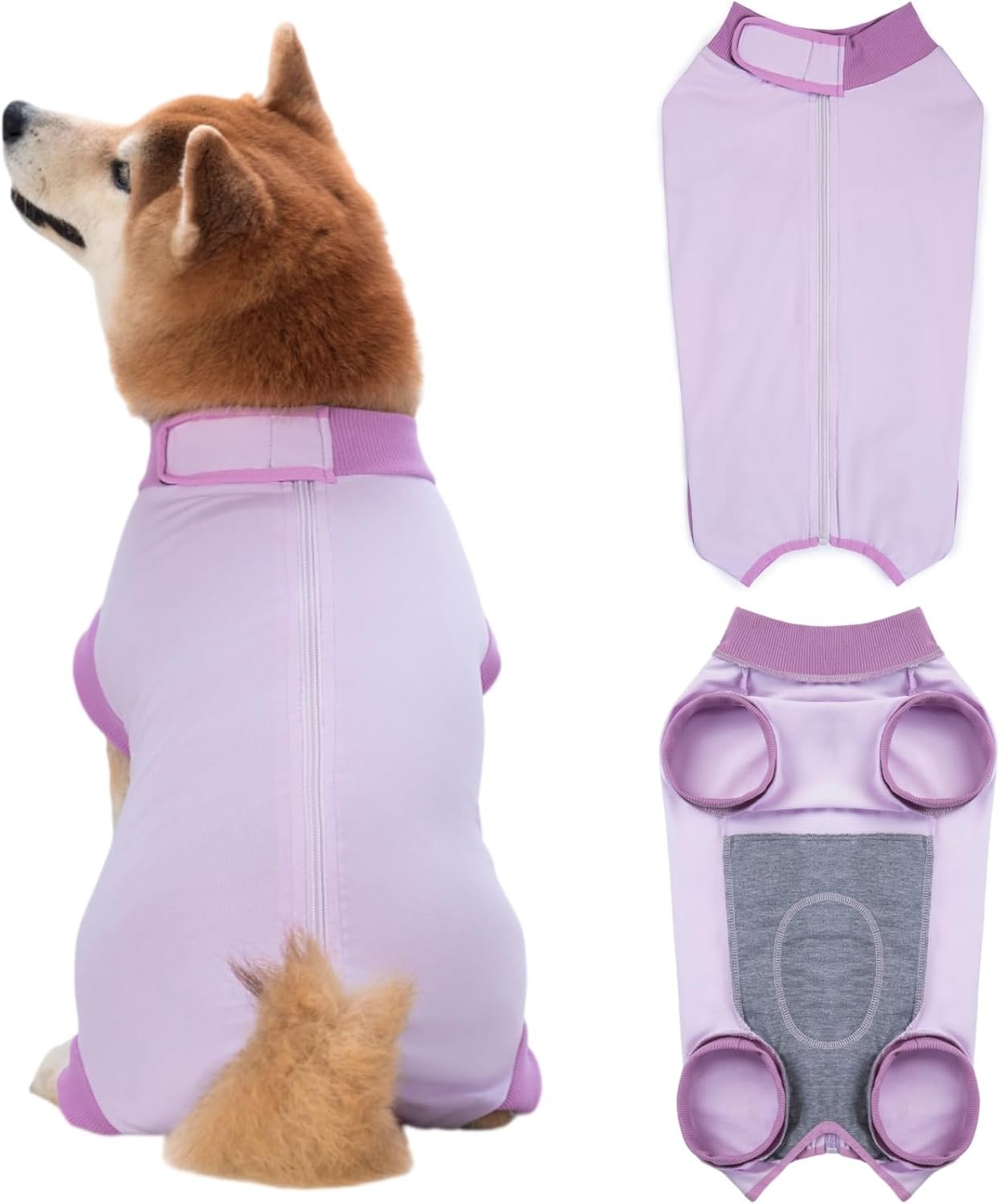 Dog Recovery Suit After Surgery, Abdominal Wound Protection Onesie, Anti-Licking Substitute for E-Collar & Cone, Relieves Anxiety, Easy to Put On, Suitable for Male & Female Dogs (Lavender, Medium)