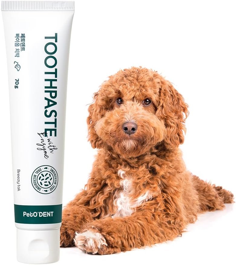 PetO’Dent Enzymatic Toothpaste for Dogs, Freshens Breath & Cleans Teeth, Reduces Plaque & Tartar, Safe for Puppies with No Artificial Ingredients, Oral Biome, Gum Care, 2.47 oz