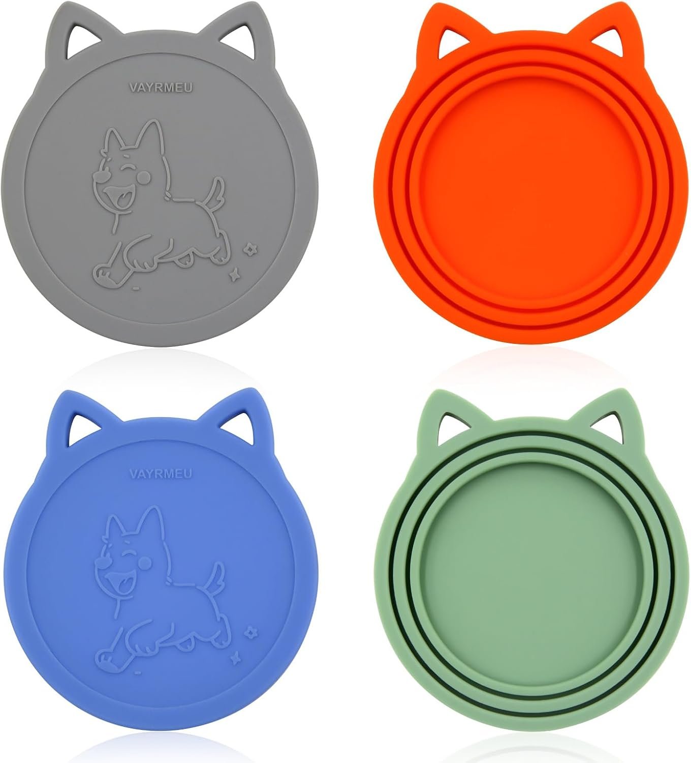 4 Pack Pet Food Can Cover Silicone Food Can Lids, Universal BPA Free, One Fit Most 3 oz,5.5 oz,12 oz Standard Size Food Cans
