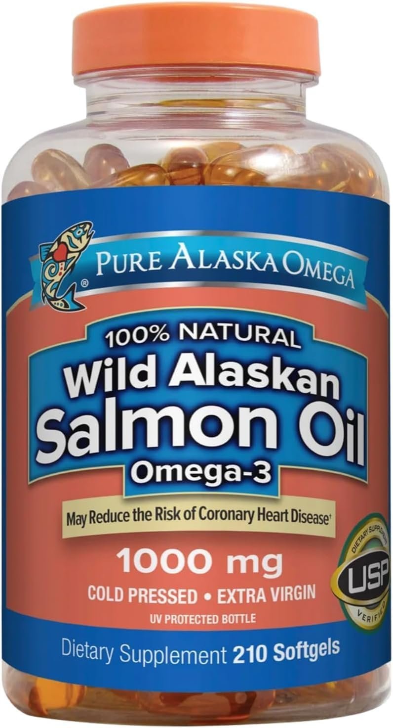 Omega-3 Wild Alaskan Salmon Oil 1000mg Softgels, 210 Count