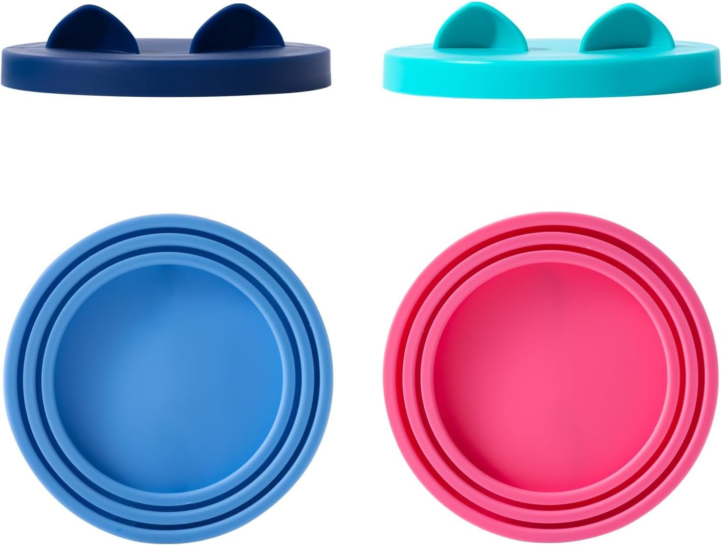 4Pack Cat Food Can Cover Lids Cute Pet Ears Shaped Pet Food Can Covers Universal 1 Fits 3 Standard 3 oz,5.5 oz,12 oz Dog Cat Can Covers Lids Toppers (4)
