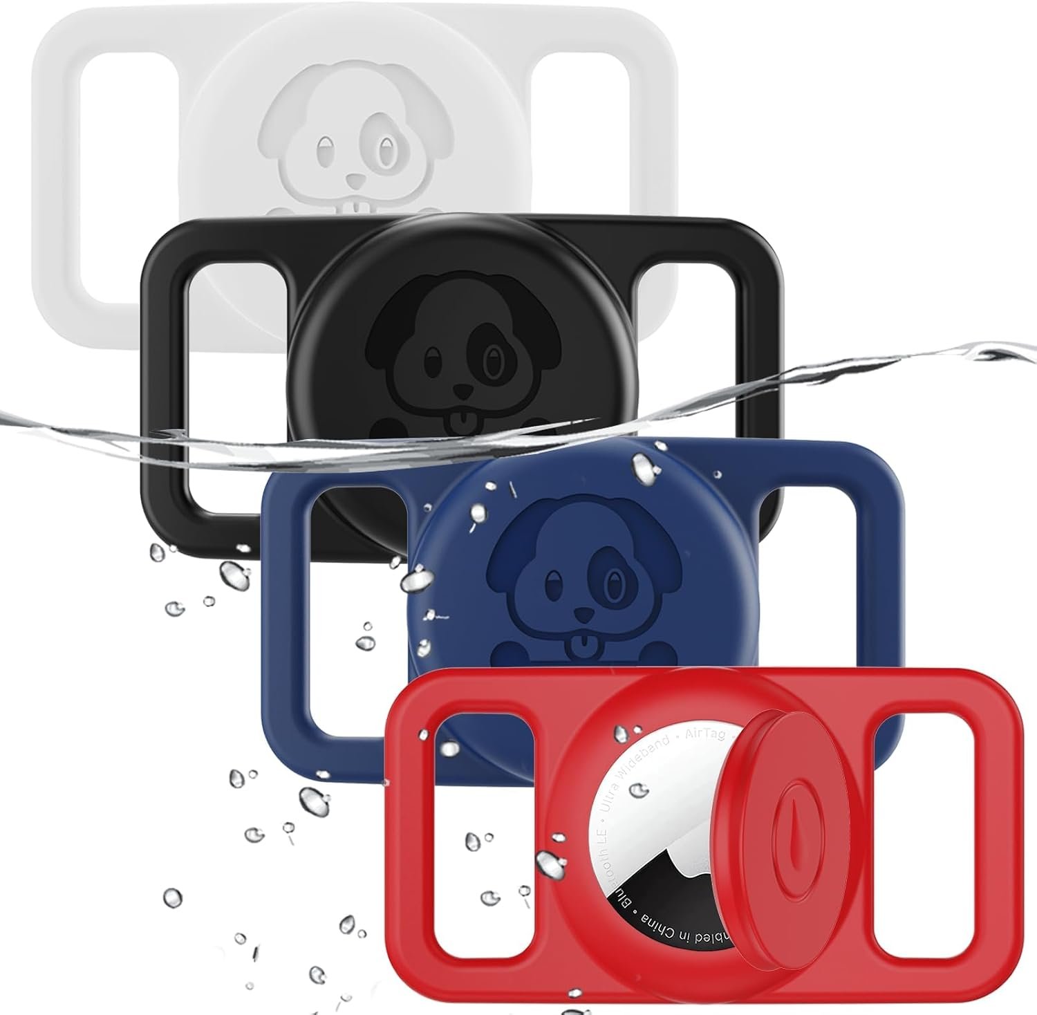 4 Pack Waterproof AirTag Dog Collar Holder Compatible with Apple AirTag