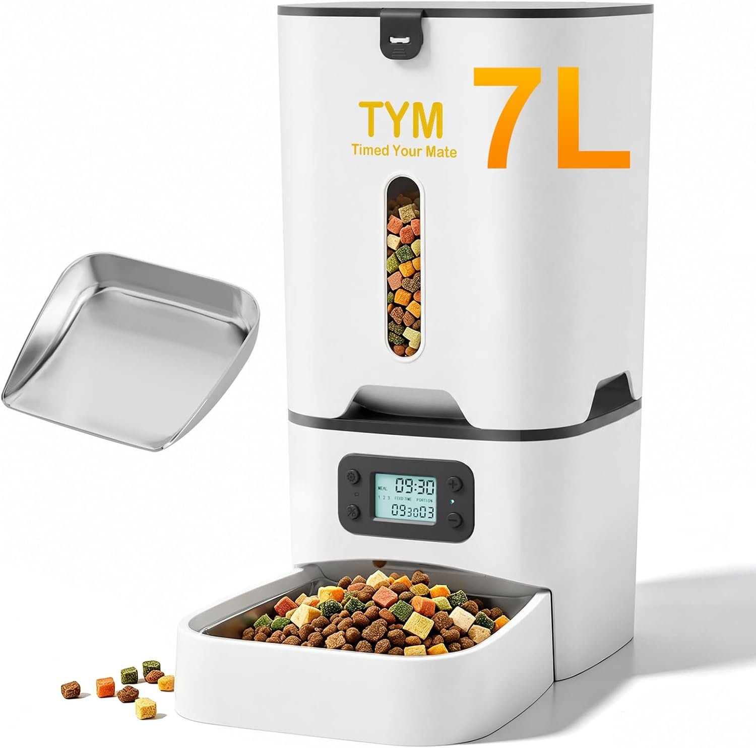 Automatic Cat Feeder 7L, 9 Meals/Day Food Dispenser for Cats Small Dog Pet