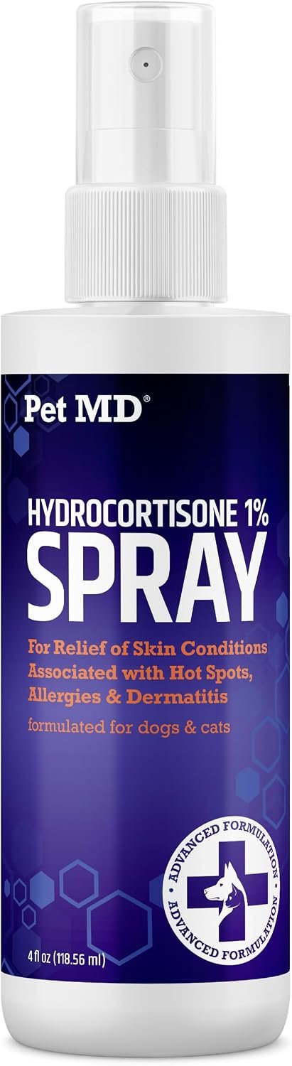Pet MD Hydrocortisone Spray for Dogs, Cats, Horses – 4 oz