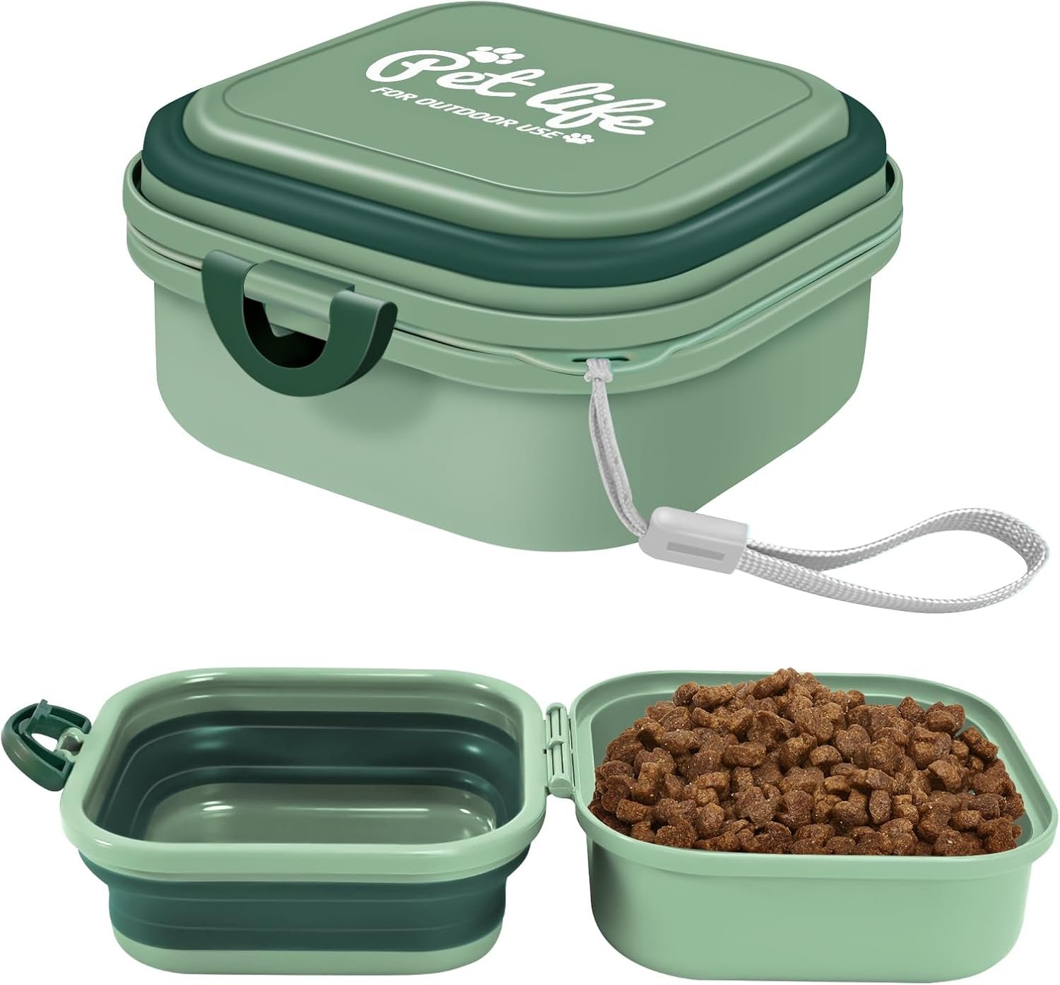 Collapsible Dog Bowls, 2-in-1 Portable Food and Water Feeder