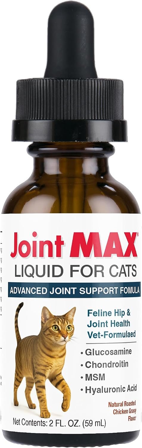Liquid for Cats – Joint & Mobility Support Supplement with Glucosamine, MSM, Chondroitin, Omega-3 – Helps Ease Stiffness & Discomfort – 2 fl oz – Made in USA – NASC Certified