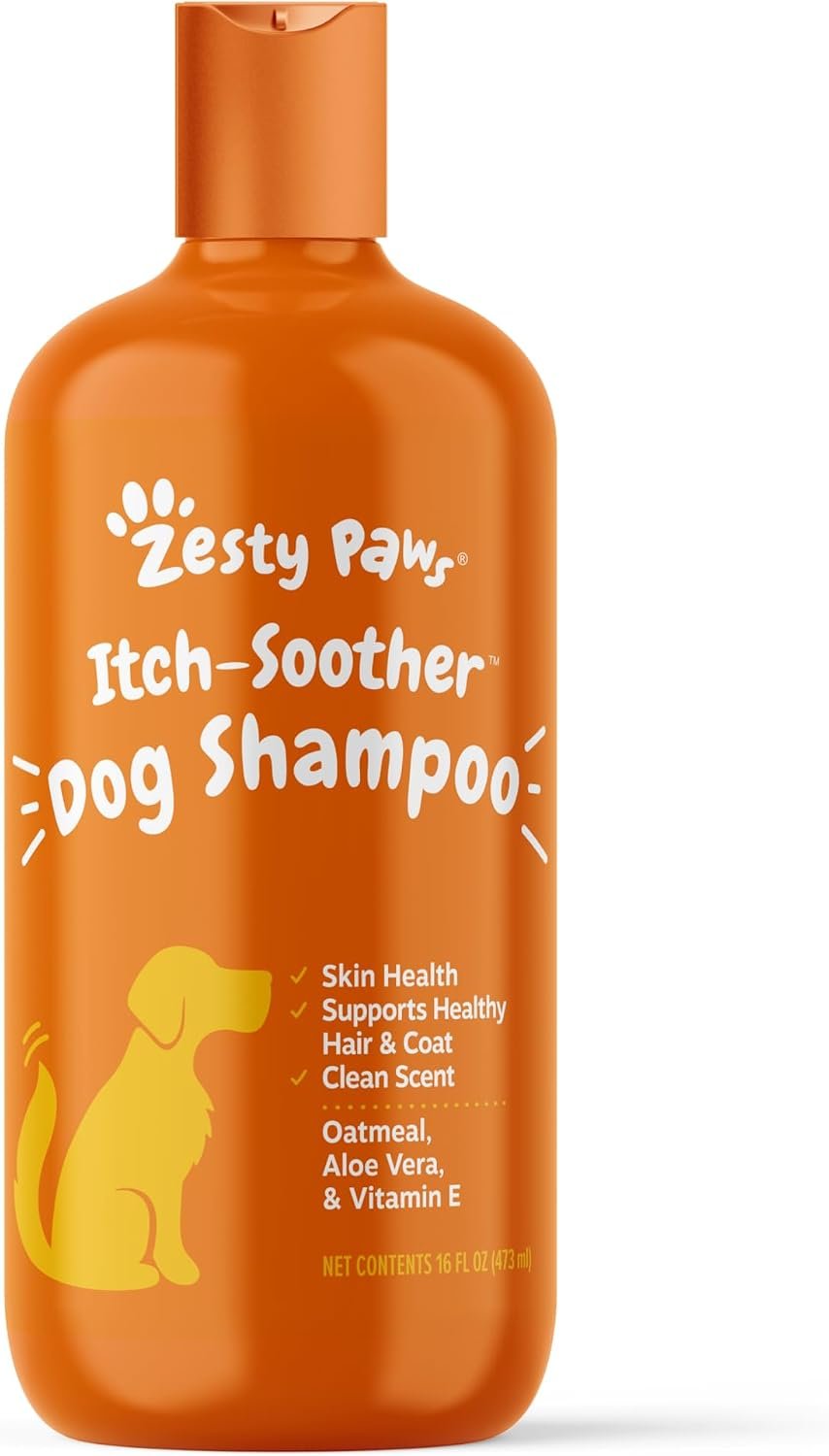 Zesty Paws Dog Shampoo Itchy Skin Relief – Oatmeal & Aloe Vera, 16 oz