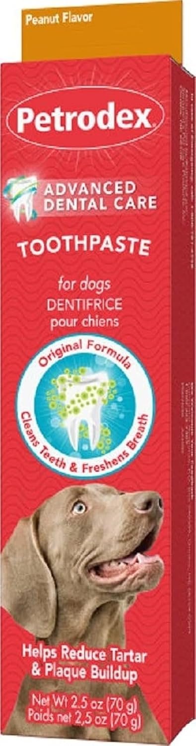 Petrodex Toothpaste for Dogs and Puppies, Cleans Teeth and Fights Bad Breath, Reduces Plaque and Tartar Formation, Enzymatic Toothpaste, Peanut Flavor, 2.5oz