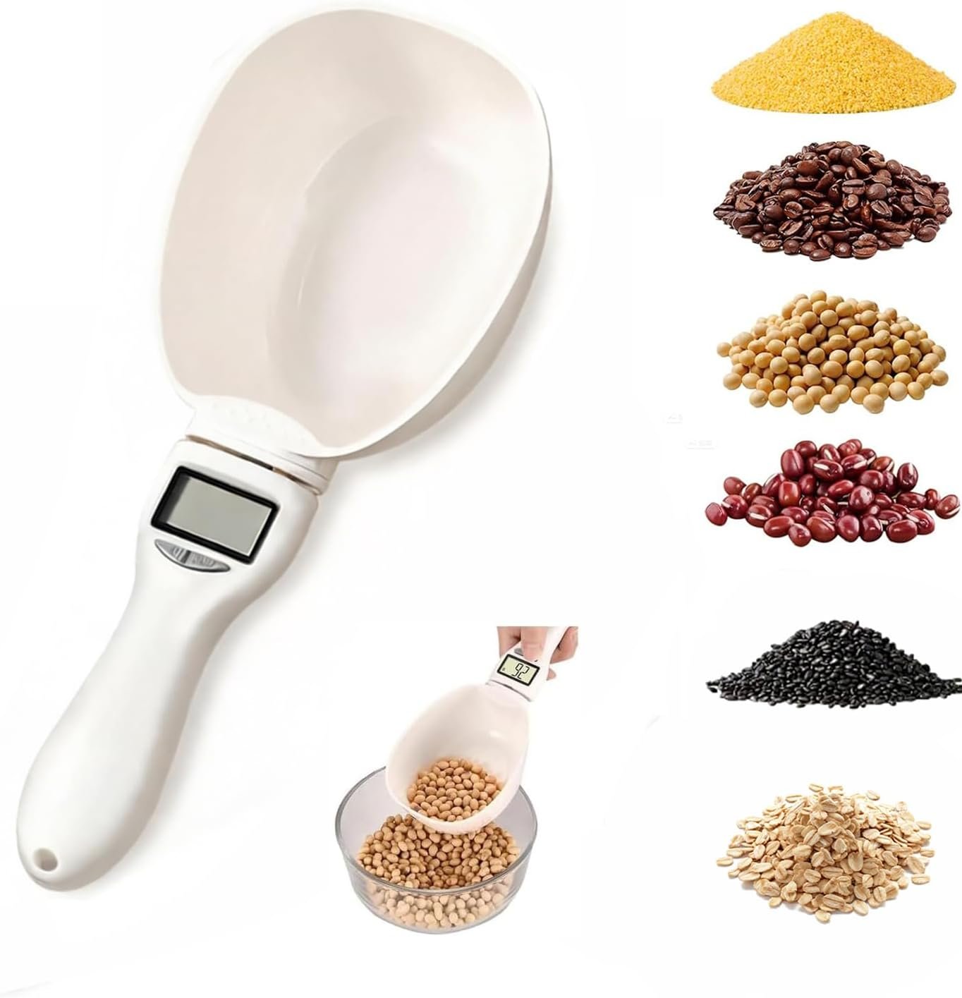Digital Measuring Spoon Scale – High Precision Electric Measuring Spoon with Led Display, ABS Digital Food Scale Grams and Ounces, Removable Handle for Kitchen Gadgets & Daily Meals (1PC)