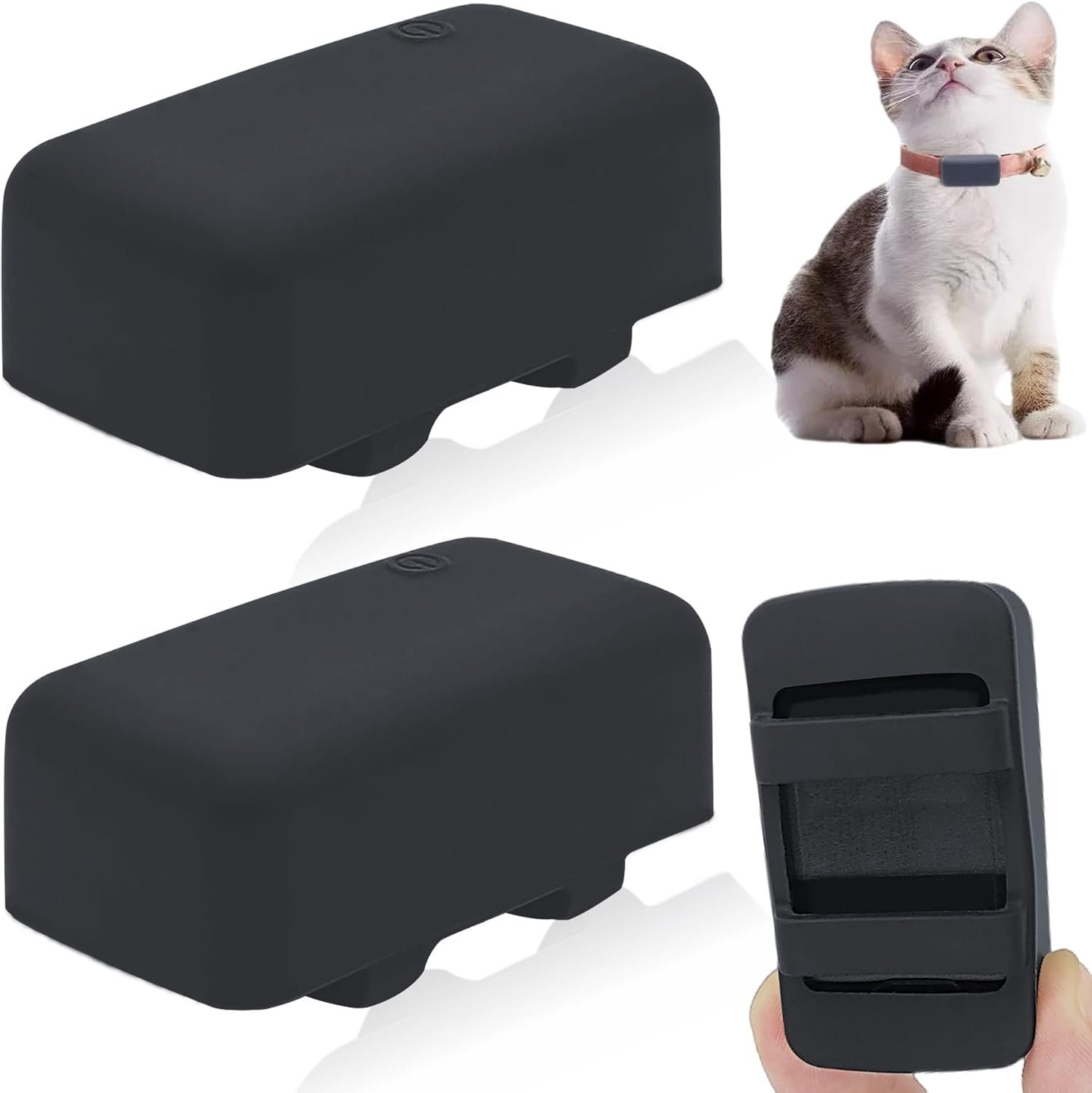 Silicone Holder for Tractive Cat Mini Tracker for pet Collar, Black,2 Packs