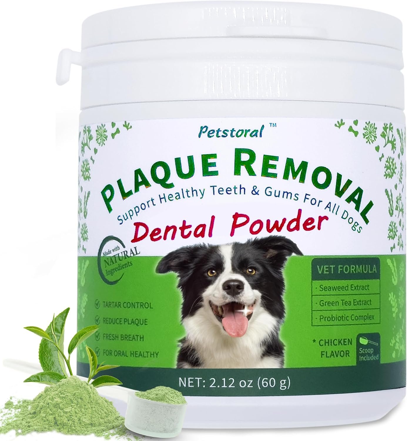Petstoral Natural Dog Dental Powder for Plaque Removal