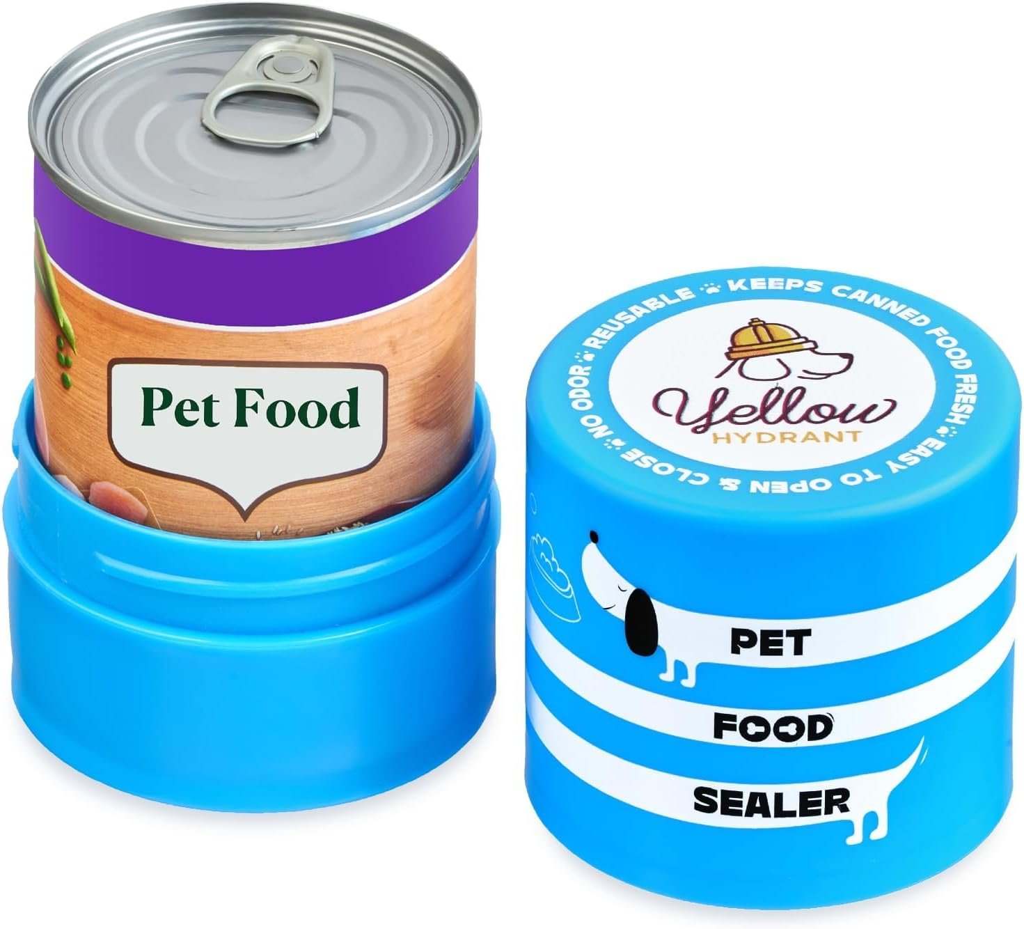 The Original Canned Dog Food Storage Container Patent Pending Reusable Airtight Can Cover Pet Food Sealer – Keeps Dog Food Can Fresh in the Fridge, Eliminates Odor, Easy to Use