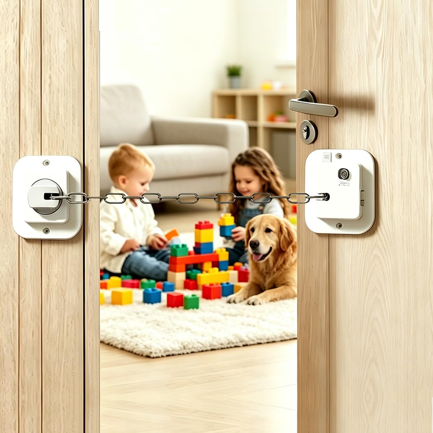Cat & Dog Door Latch, Child Proof Door Lock 9″ Adjustable Strap 2 Pack