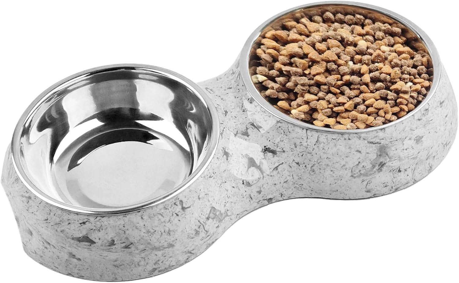 2-in-1 Double Cat Bowls with Non-Slip Tray, Stainless Steel Pet Feeder for Puppies, Small Dogs & Cats, Whisker-Friendly Wide Shallow Design, Removable Food Water Bowls, Dishwasher Safe