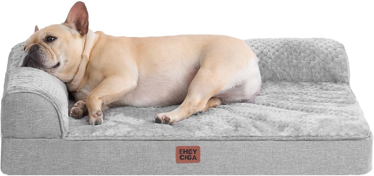 EHEYCIGA Orthopedic Dog Bed Medium Size, Memory Foam Dog Bed, Grey