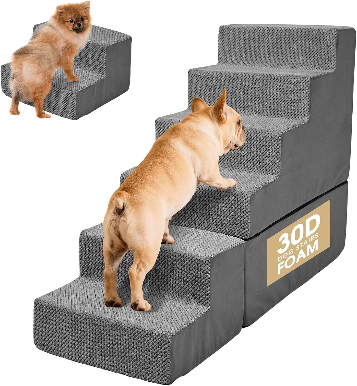 Dog Stair for High Beds 30″ H, 6 Step Dog Steps for Small Large Dogs