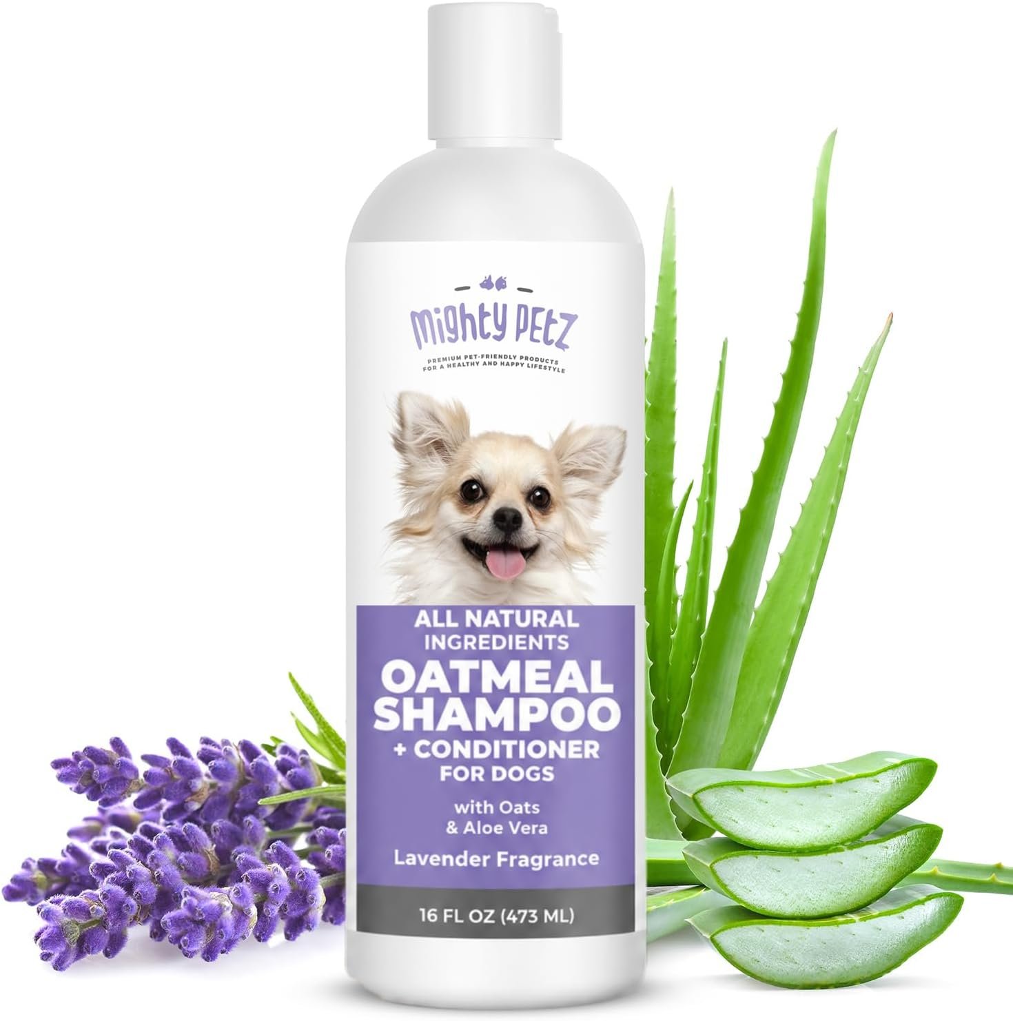 Mighty Petz 2-in-1 Oatmeal Dog Shampoo and Conditioner – 16 oz Natural Support for Allergies, Itchy Sensitive Skin. Moisturizing & pH Balanced for Dogs with Oatmeal and Aloe Vera