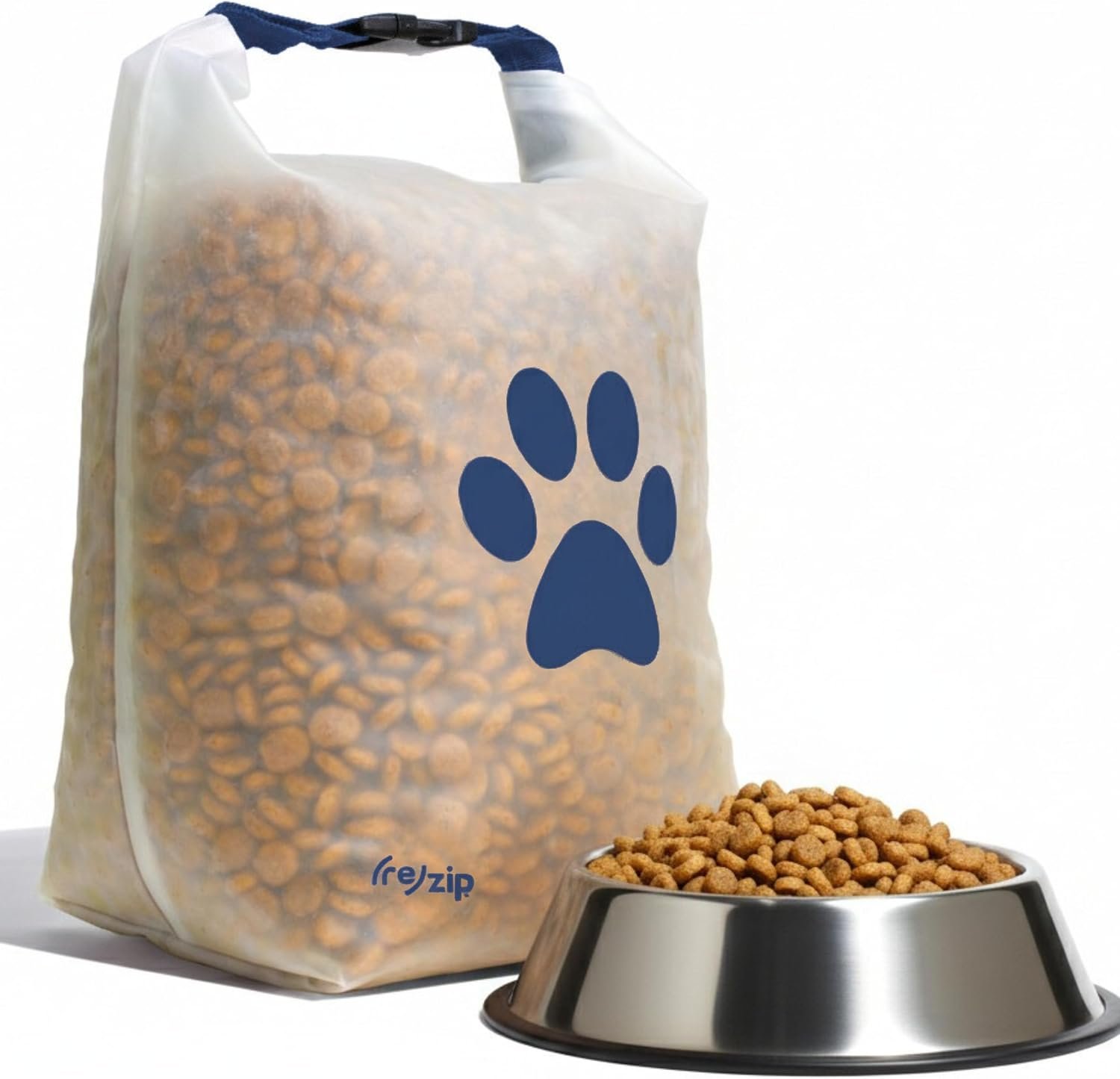 (re)zip Large Pet Food Travel Bag & Kibble Carrier, 40-Cup Roll Top, Cobalt