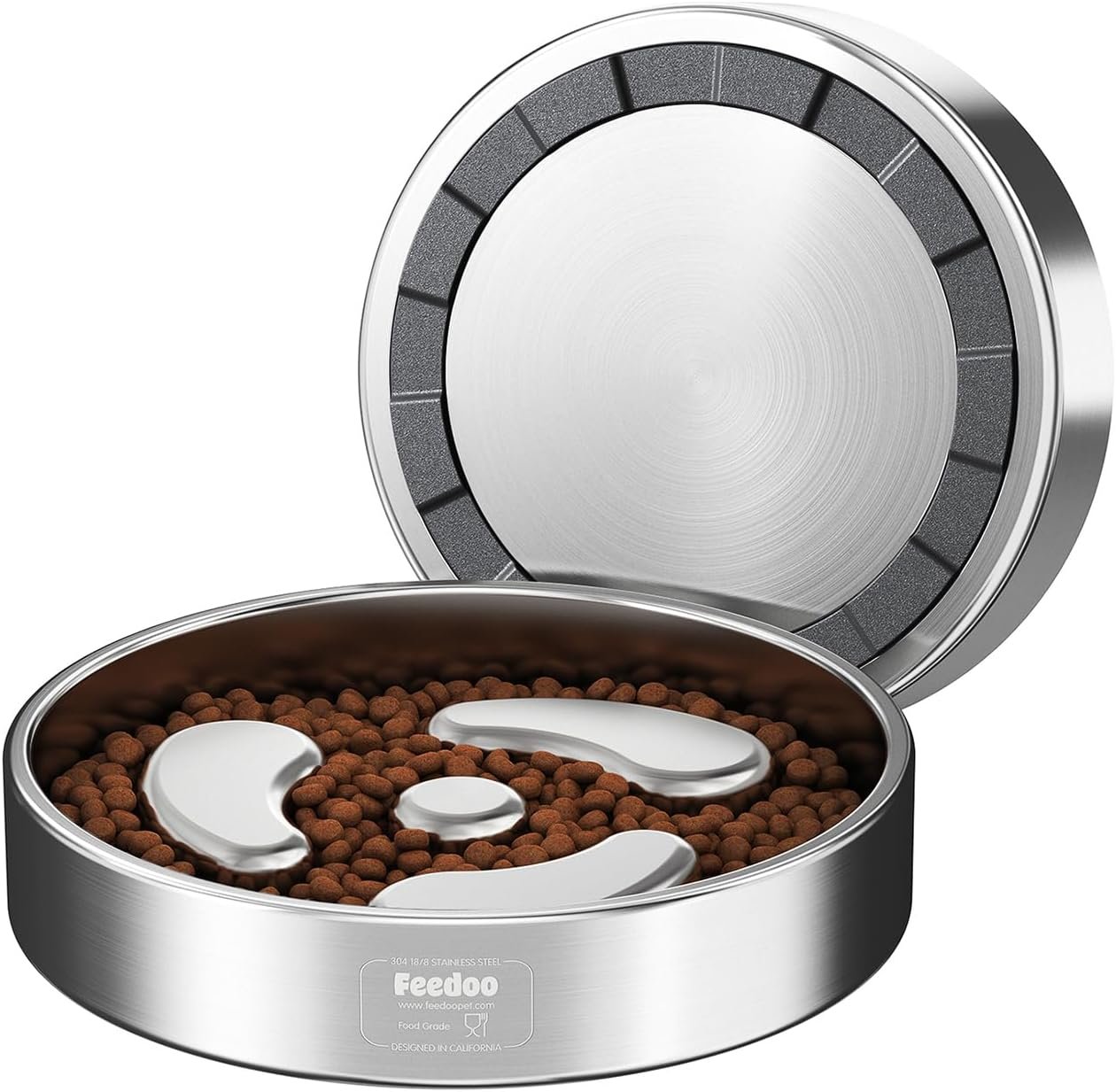 Feedoo Slow Feeder Dog Bowl-1Cup for Small Puppy, Double-Layer 304 Stainless Steel Puzzle Bowl, Anti-Choking for Fast Eaters, Heavy-Duty Non-Slip Base, Dishwasher Safe