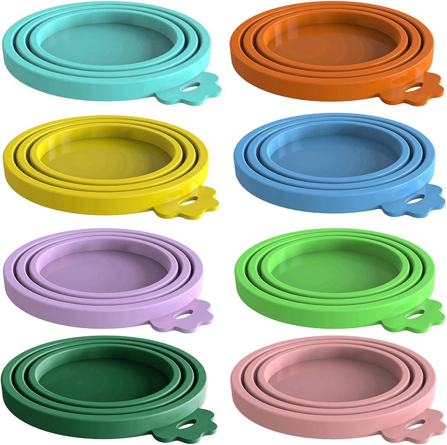 8 pack Silicone Pet Food Can Lids for 3 Size, Multicolor