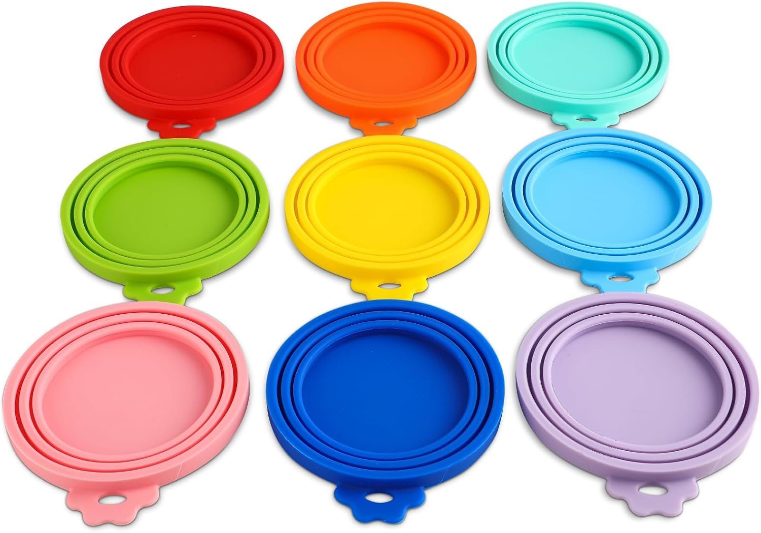 Yobbai 9 Pack Silicone Pet Food Can Lids, Universal Dog & Cat Food Covers, Fits 3 to 13.2 oz Cans, Airtight, BPA-Free, Dishwasher Safe, Reusable