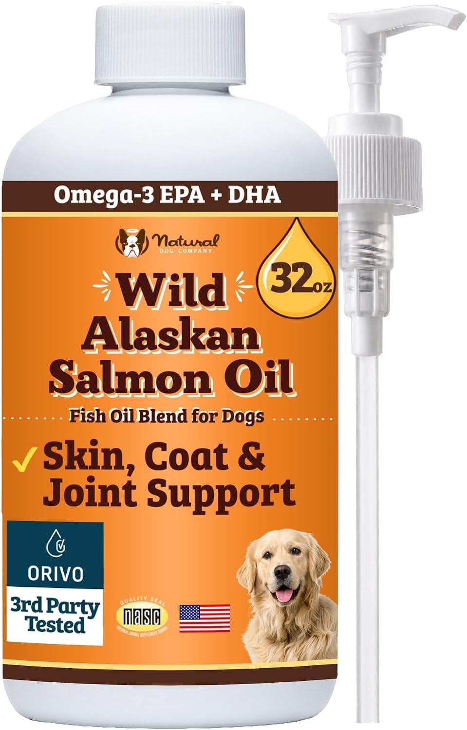 Natural Dog Company Wild Alaskan Salmon Oil for Dogs – 32 oz