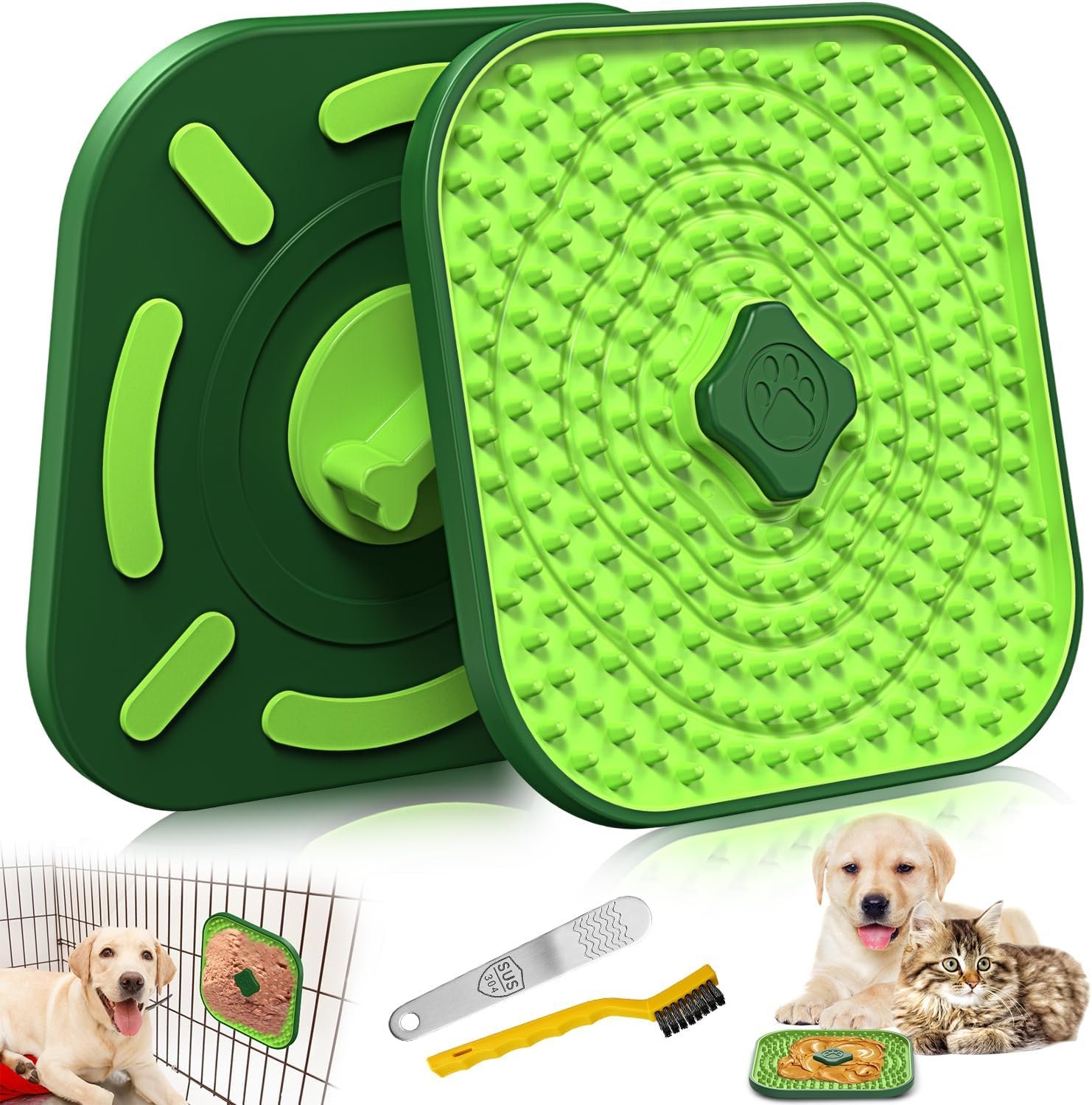 HOPET Licking Mat for Dogs Crate, Interactive Large 7.1″ Size Lick Mats for Boredom Relief & Anxiety Reduction, Soft & Safe Peanut Butter Lick Pad for Training(Square-Shaped)