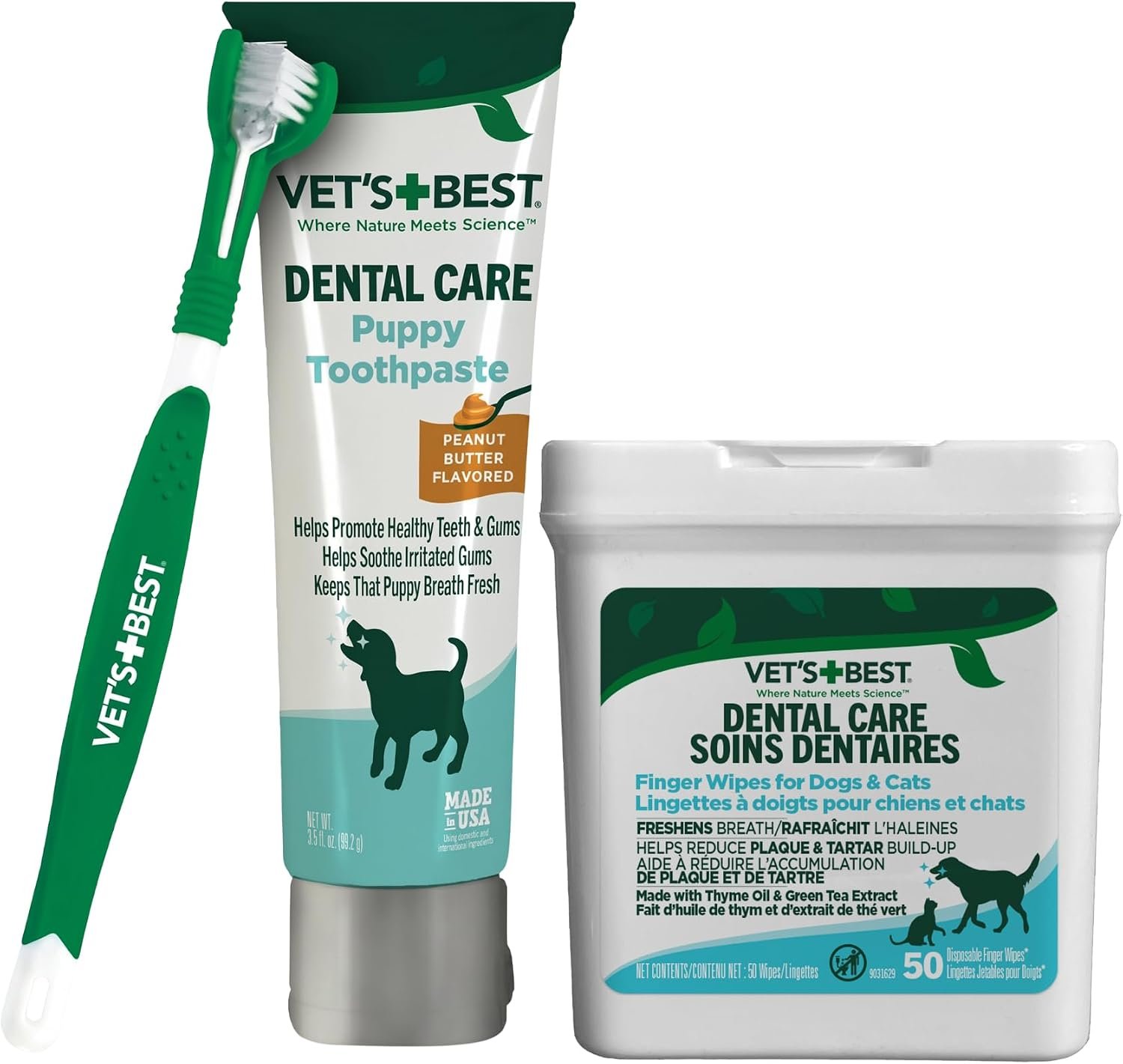 Vet’s Best Puppy Dental Care Bundle for Dogs & Cats with Puppy Toothbrush