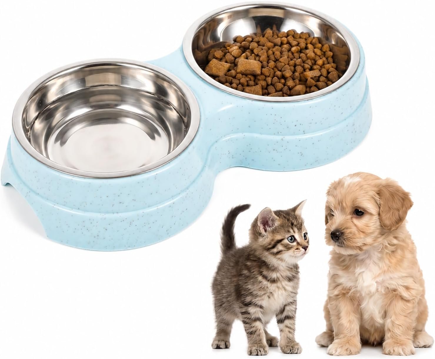 Dog Food and Water Bowl Set Puppie Double Pet Bowls with Non-Slip Tray