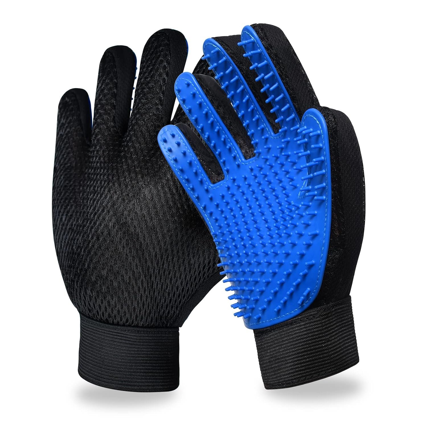 Cat Grooming Glove Brush, Pet Hair Remover Tool, 1 Pair Reusable Dog Hair Fur Remover for Carpet, Furniture, Couch, Clothes, Eco-Friendly and High efficiency (Blue)