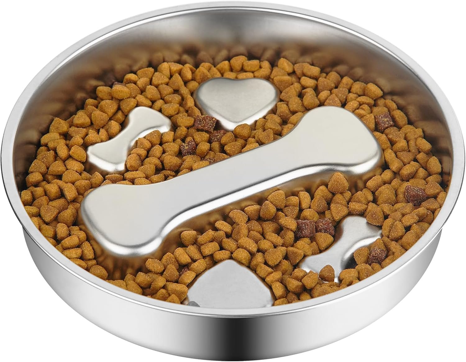 Novery Non-Slip Stainless Steel Slow Feeder Dog Bowl, 2-Cups