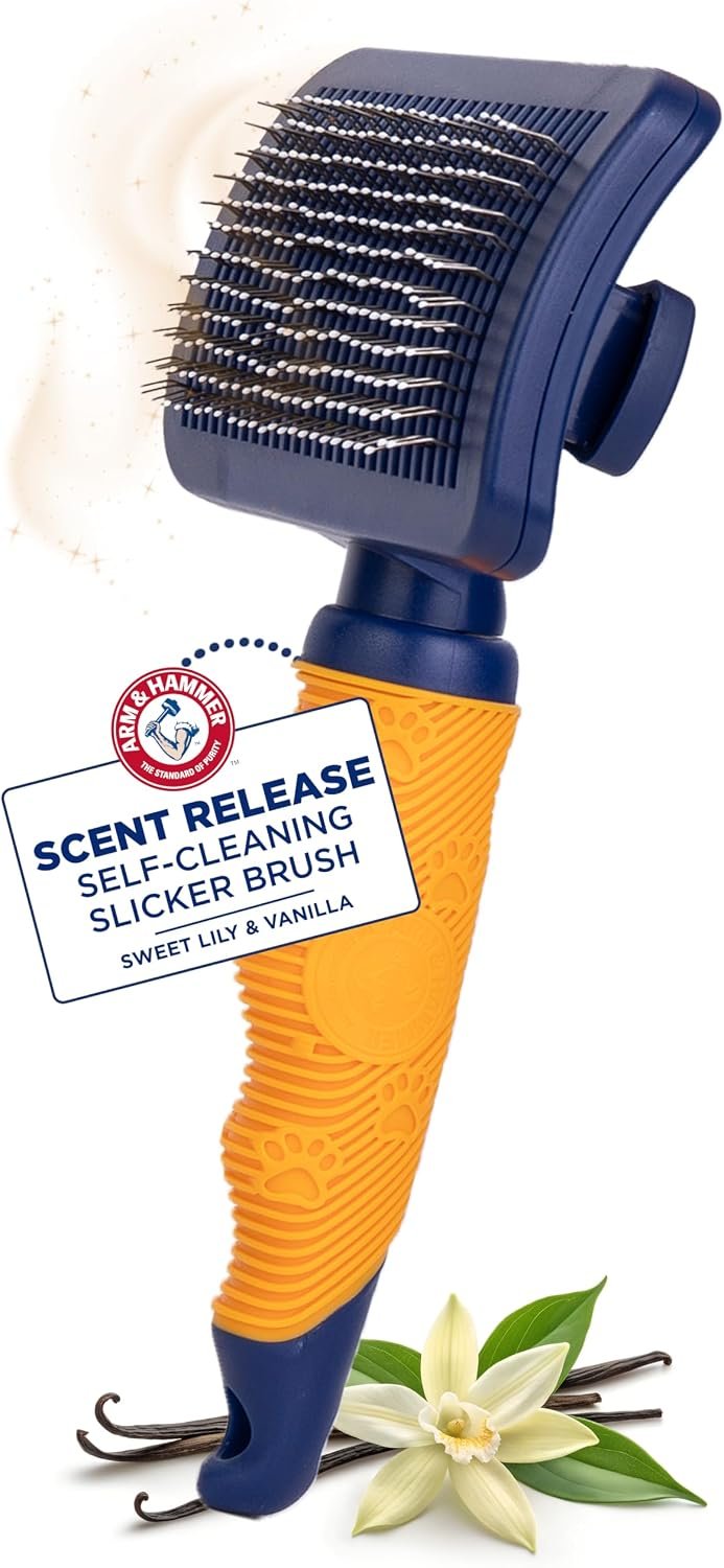 Arm & Hammer Deodorizing Slicker Dog Brush, Sweet Lily & Vanilla Scent