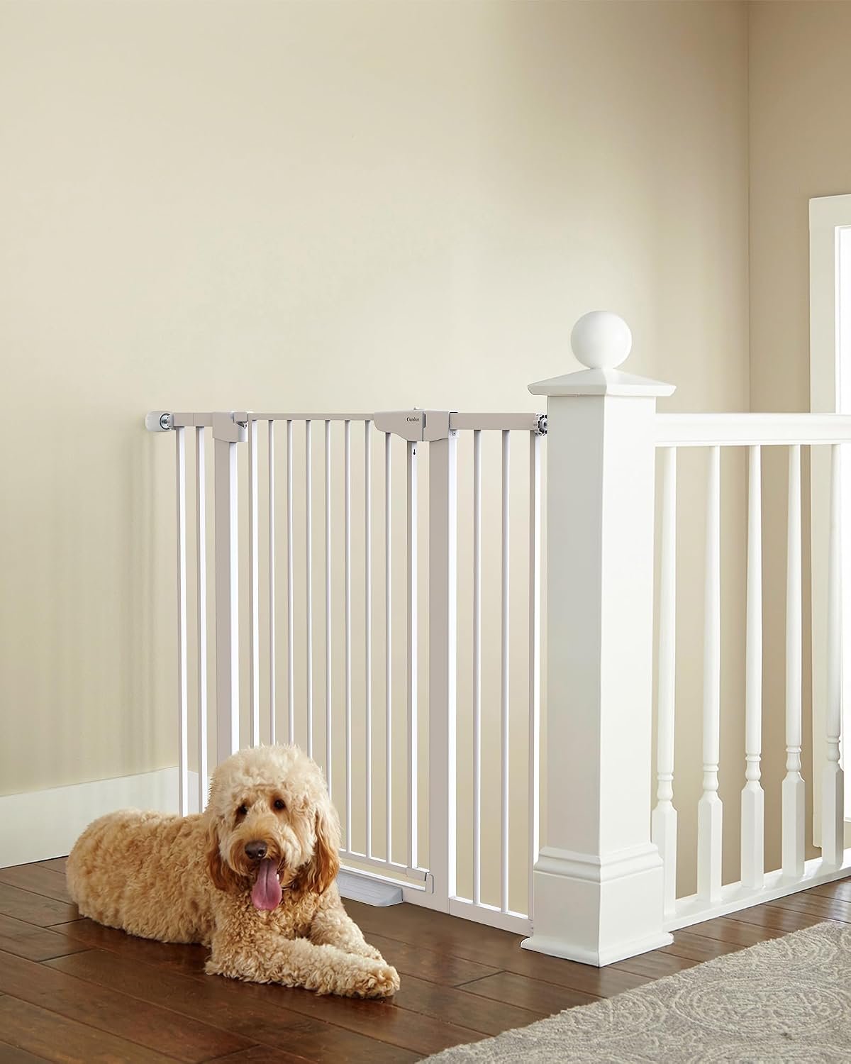 Cumbor 36″ Extra Tall Baby Gate, 30-46″ Dog Gate Indoor White