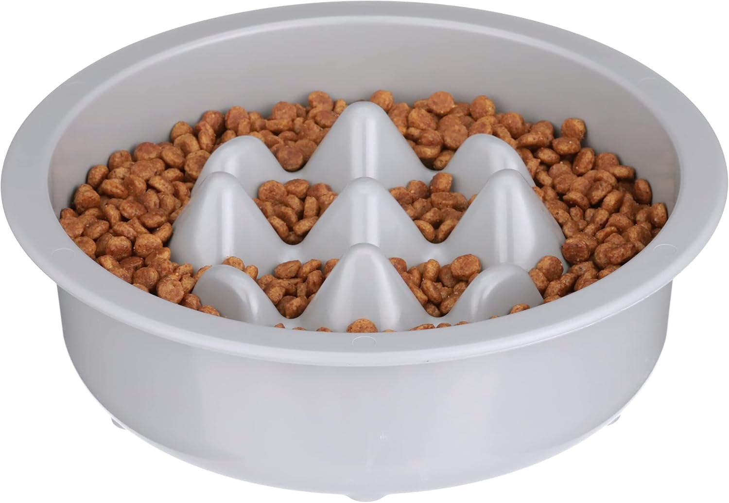 The Niner Slow Feed Bowl – Raised Peaks Slow Down Pets Eating – Fits Elevated Feeders Including Neater Feeder Large Sizes – Gentle on Teeth and Gums – Holds up to 2 Cups (Silver)