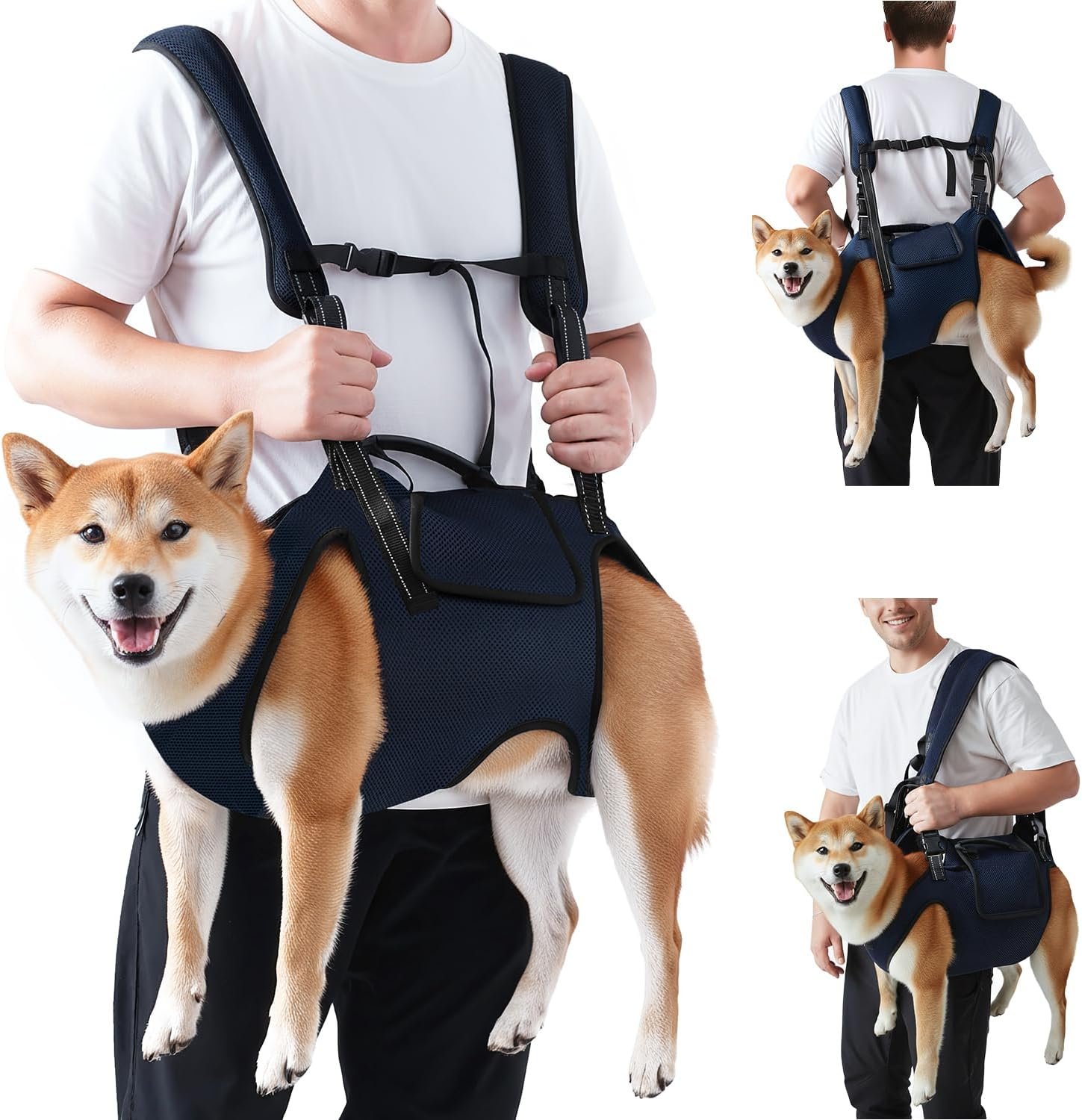 Nasjac Dog Lift Harness Carrier Backpack for Medium Large Dogs