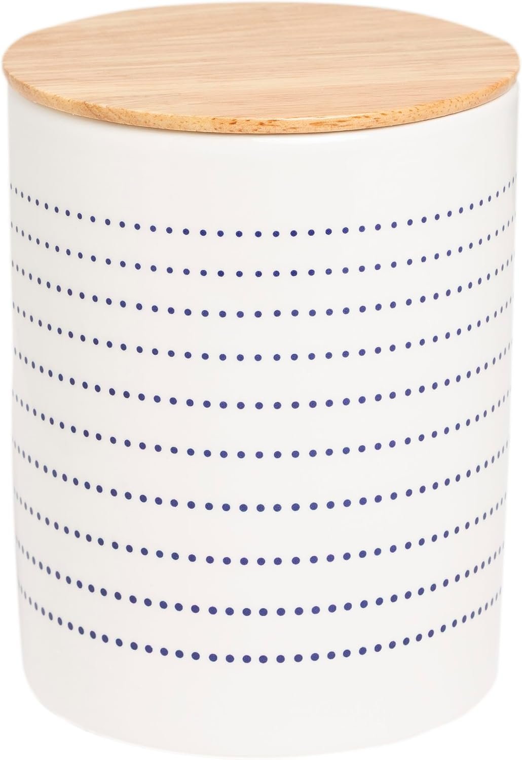 Pearhead Blue Dots Ceramic Dog Treat Jar with Airtight Wooden Lid
