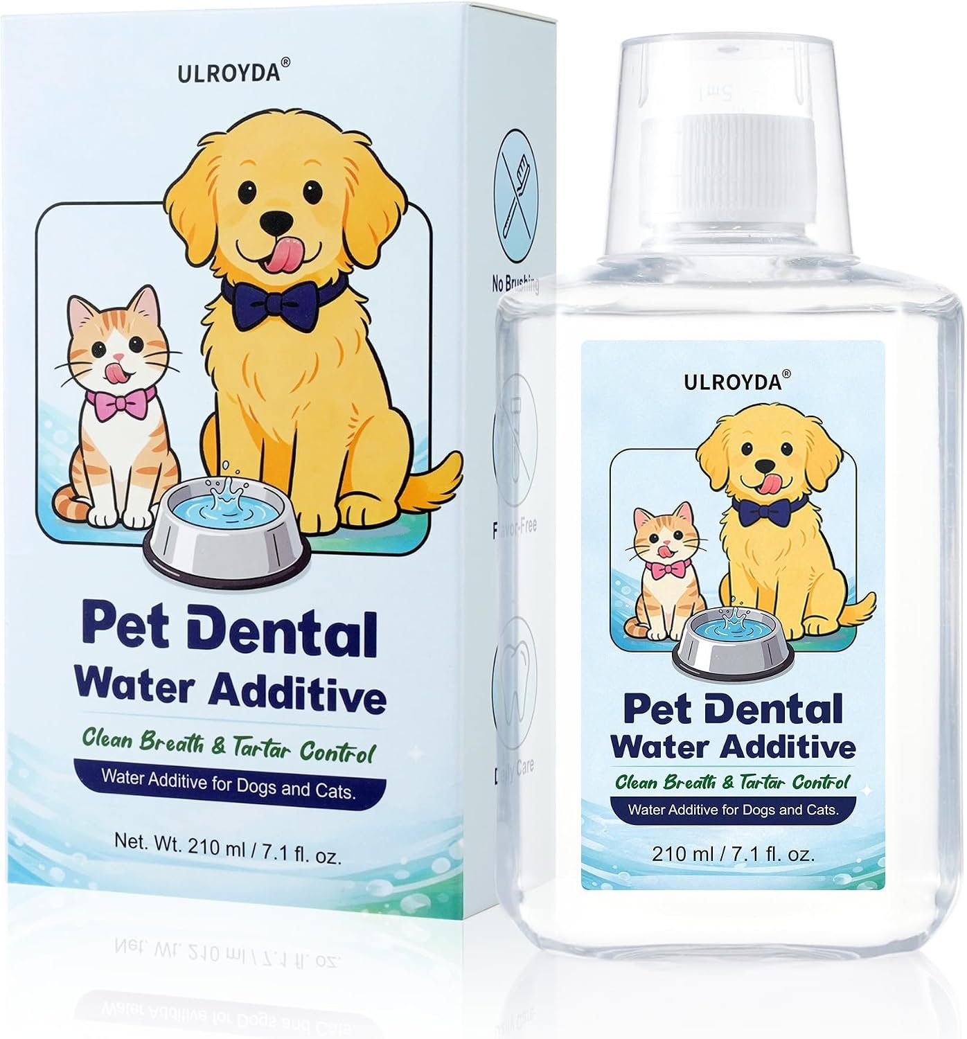 Pet Dental Water Additive for Dogs & Cats – Better Alternative to Dog Dental Spray & Brushing – Dual Enzyme & Probiotic Teeth Cleaner – Reduces Plaque & Tartar, Freshens Breath – 7.1 FL OZ