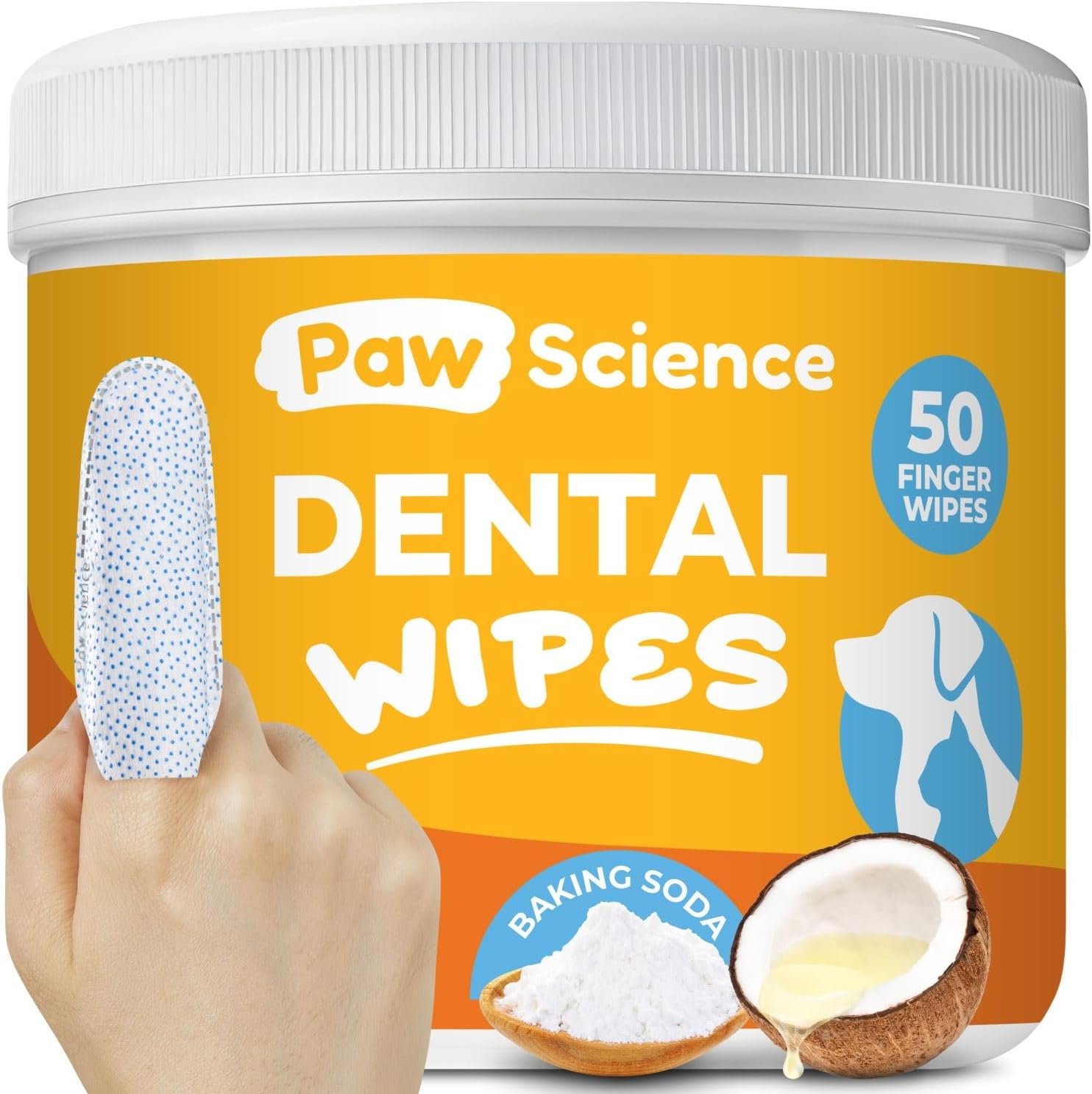 Paw Science Dog & Cat Teeth Cleaning Wipes – Dental Finger Wipes for Cats & Dogs – Pet Toothbrush & Tooth Brushing Kit – Effective Teeth Cleaner (Unscented)