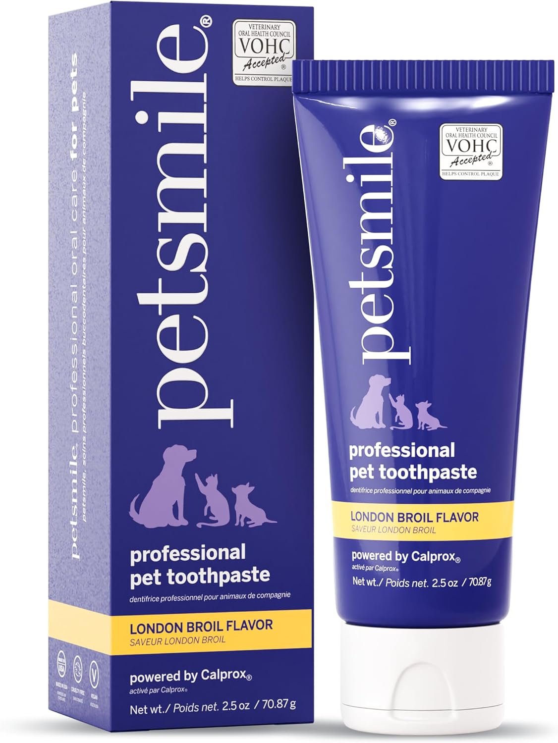 Petsmile VOHC Accepted Pet Toothpaste, London Broil 2.5 Oz, Cats + Dogs