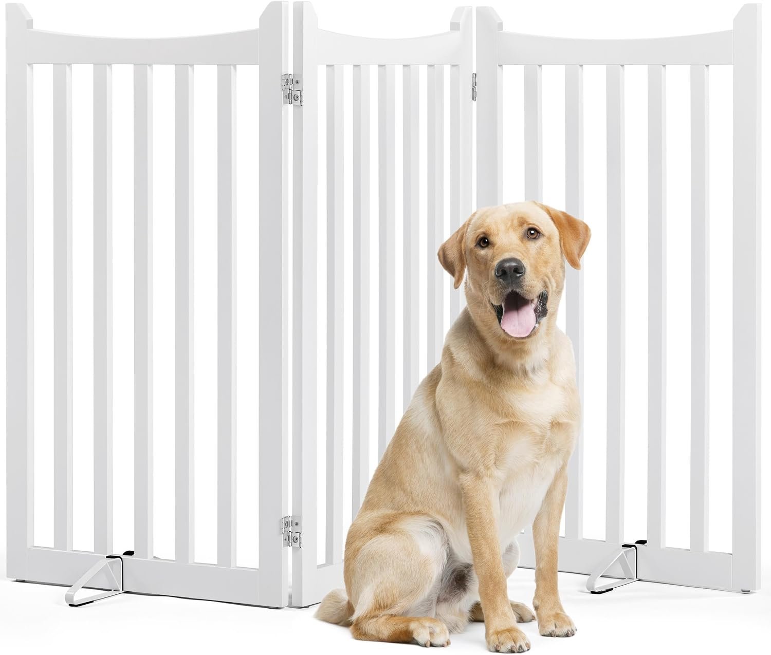 Yaheetech Freestanding Wooden Dog Gate, 3-Panel 36in H Foldable Pet Barrier