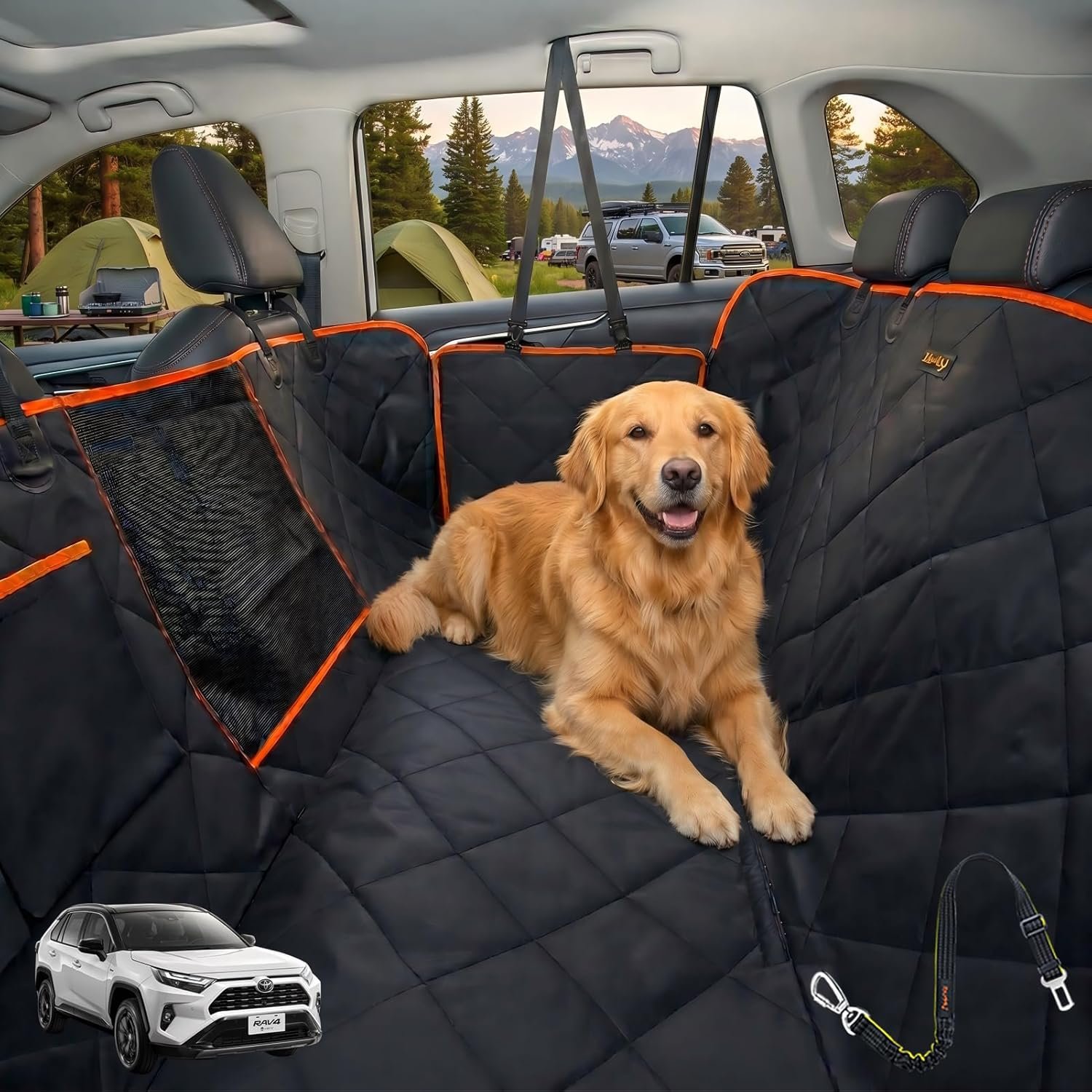 Luxury Dog Car Seat Cover for Back Seat Breathable Mesh Window Dog Hammock for Car 4-Layer Heavy Duty Waterproof Pet Seat Protector Scratch-Proof Car Seat Cover Perfect for Family Road Trips